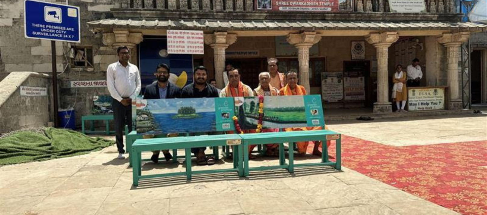 Bisleri International Installs Recycled Plastic Benches at Dwarkadhish Temple in Gujarat